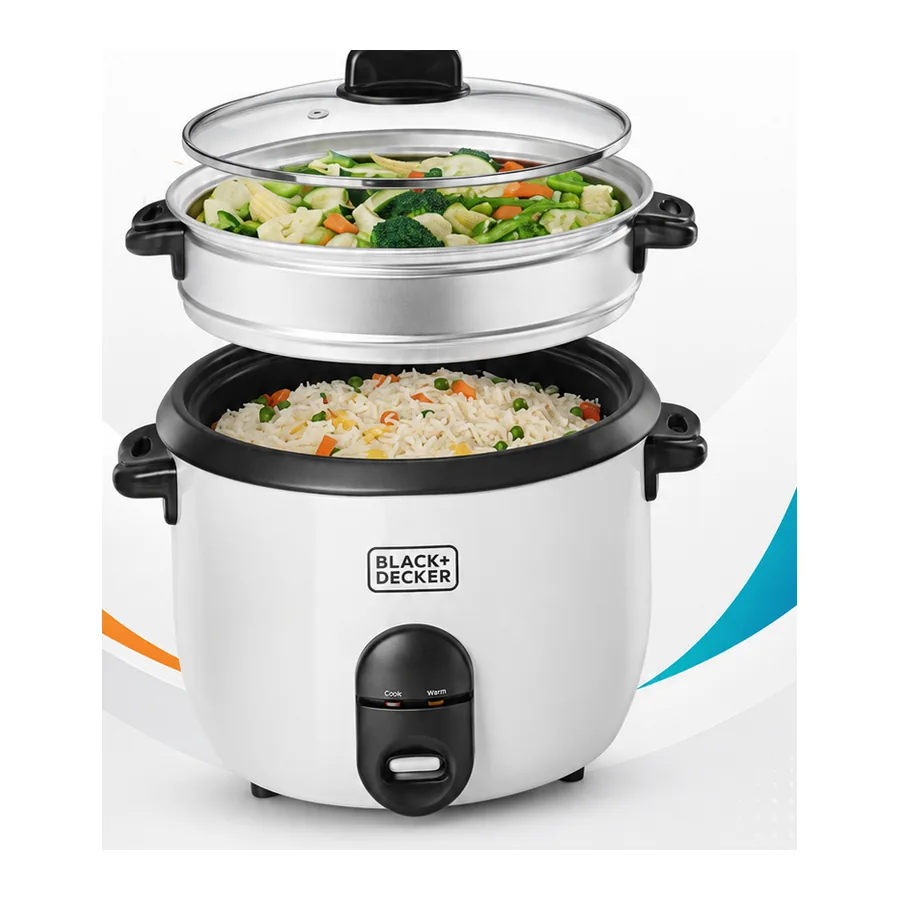 طباخة أرز أوتوماتيكية BLACK+DECKER مع صينية تبخير